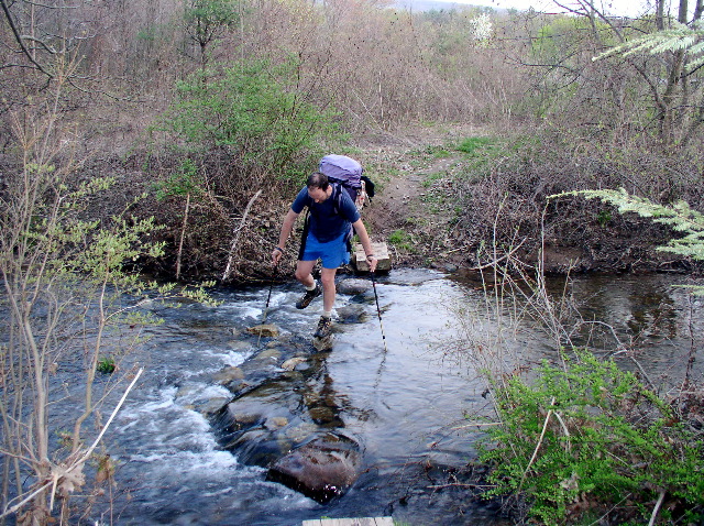 CD about to fall in the Trout Run at Swatara Gap