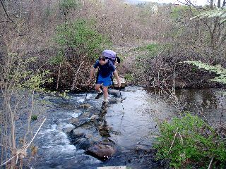 CD about to fall in the Trout Run at Swatara Gap